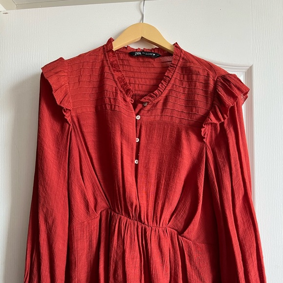 Zara Long Sleeve Red Blouse - Picture 2 of 4